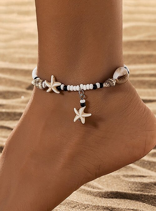 Cavigliera Boho Con Conchiglia E Stella Marina – Perla Bianca E Catenina Perle, Gioiello Estivo Donna