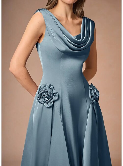 navy blue dress for baby girl AW Renee Dress, Sage Green Satin Charmeuse Tea Length Cowl Neckline  Bridesmaid Dresses