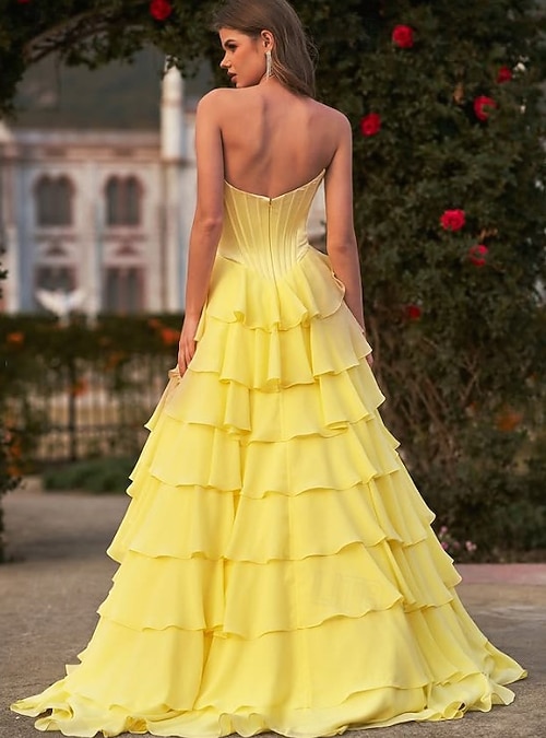 semi formal dresses yellow Tina Yellow Formal Maxi Dress - US 16 main image 1