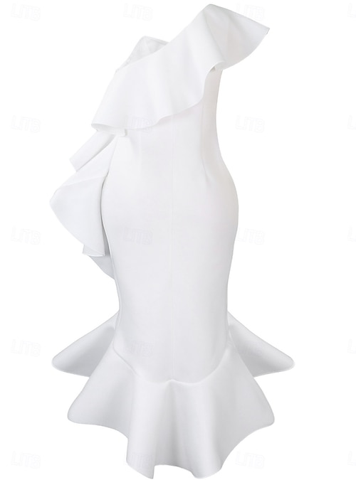 Women's Midi Dress Sheath Dress Ruffle Dress Off The Shoulder Dress Party  Cocktail Semi Formal Party Regular Fit Plain Sleeveless Cold Shoulder White  Purple Summer 2026 - $60.99