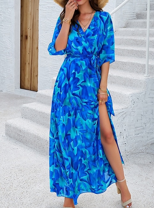beach maxi wrap slip dress Slip Eclipse Faux Wrap Long Dress main image 1