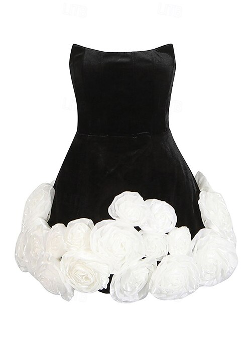 A-Line Homecoming Mini Dresses Vintage Dress Black and White Wedding Wedding Guest Short / Mini Sleeveless Strapless with Flowers 2026 - CAD $202.99 A-Line Homecoming Mini Dresses Vintage Dress Black and White Wedding Wedding Guest Short / Mini Sleeveless Strapless with Flowers 2026 - CAD $202.99