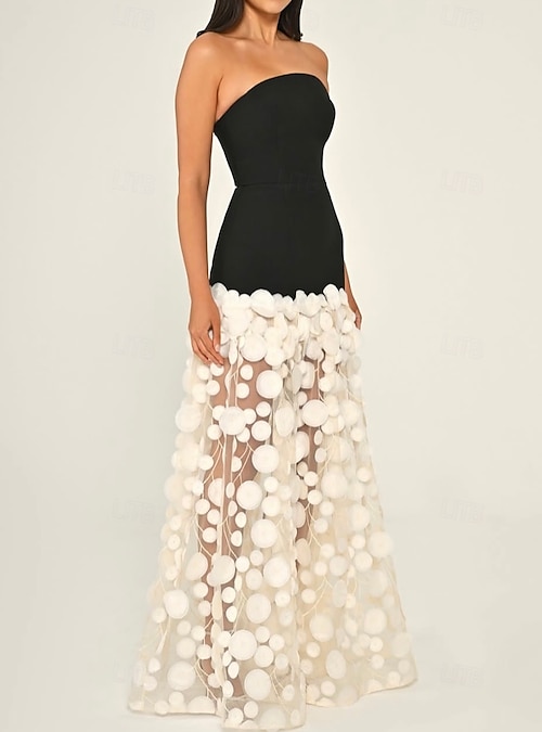 A-Line Floor Length Prom Dresses Elegant Celebrity Style Sleeveless  Strapless Garden Party Formal Lace Stretch Crepe with Tassel 2026 - $178.99