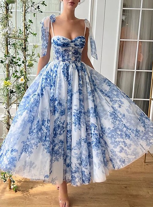 strapless open back dress Sherri Hill Peekaboo Corset Ruffle Prom Dress 57250 Ivory/Blue Print / 10
