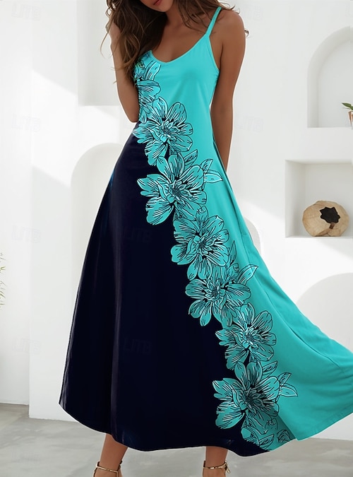 princess polly baby blue dress Women's Maxi Dress A Line Dress Slip Dress Vacation Casual Beach Going out  Beach Regular Fit Floral Graphic Sleeveless V Neck Black Green Light Green  Red Blue Summer Spring 2026
