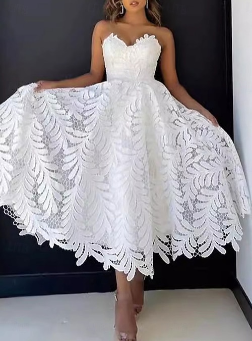 white bridal shower dresses Wedtrend Women Elegant White Graduation Dress with Lace High Low Ruffled  Corset High School Party Dress – WEDTREND main image 1