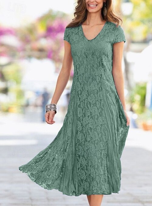 petite beach wedding dresses guest Sheath Mother of the Bride Dress Wedding Elegant Party V Neck Tea Length Lace Short Sleeve with Pleats Solid Color free custom size 2026 global-description_tag-Our beautiful round stud Noni eaarings are inspired by a vintage find. Crafted from 18-karat gold-plated brass with sunshine face debossing this is joyful everyday jewellery at its finest. silhouette in minimalist style Color:NAVY BLUE Buy Dwear Clothing Women's