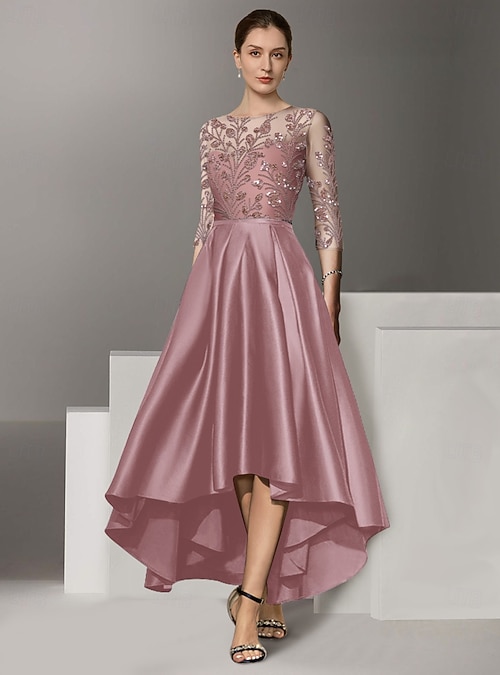chinese dress ladies Designer tea length dresses with long sleeves sequins lace prom dress cg7735