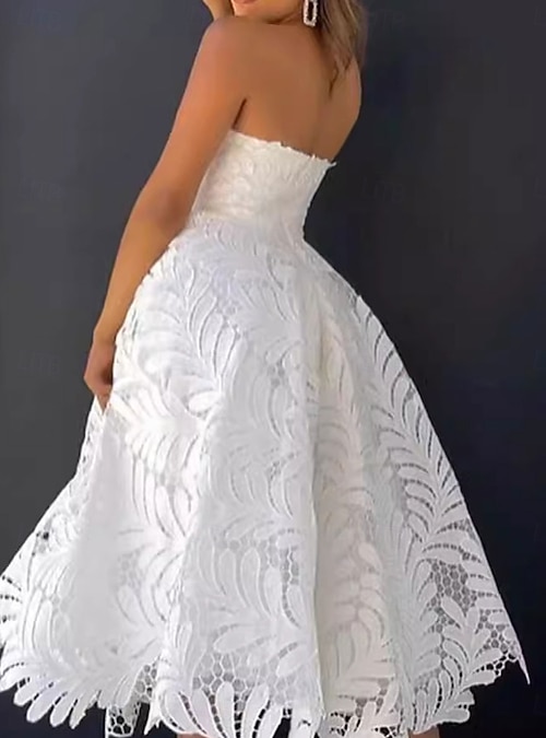 A-Line Cocktail Dresses Elegant Dress Bridal Shower White Wedding Guest Dress Midi Length Sleeveless Sweetheart Neck Floral Lace Applique 2026 - $173.99 A-Line Cocktail Dresses Elegant Dress Bridal Shower White Wedding Guest Dress Midi Length Sleeveless Sweetheart Neck Floral Lace Applique 2026 - $173.99