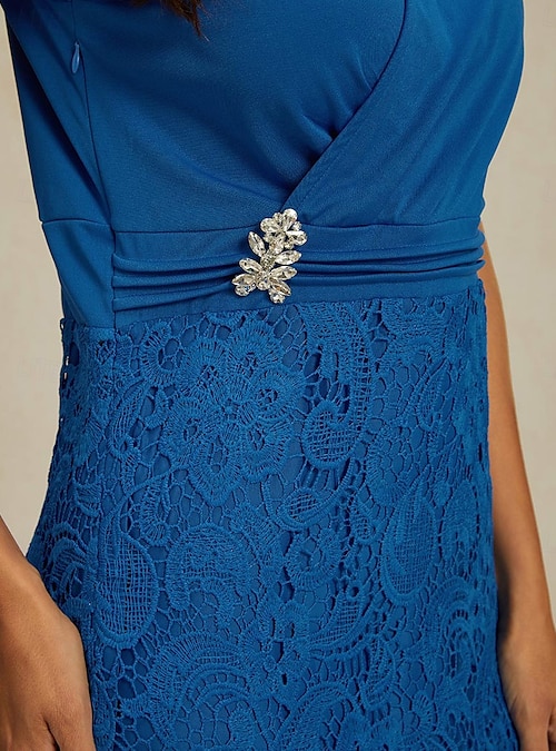 sachin and babi light blue dress Elegant Chiffon Two-Piece Mini Dress Set – Alizeal main image 0