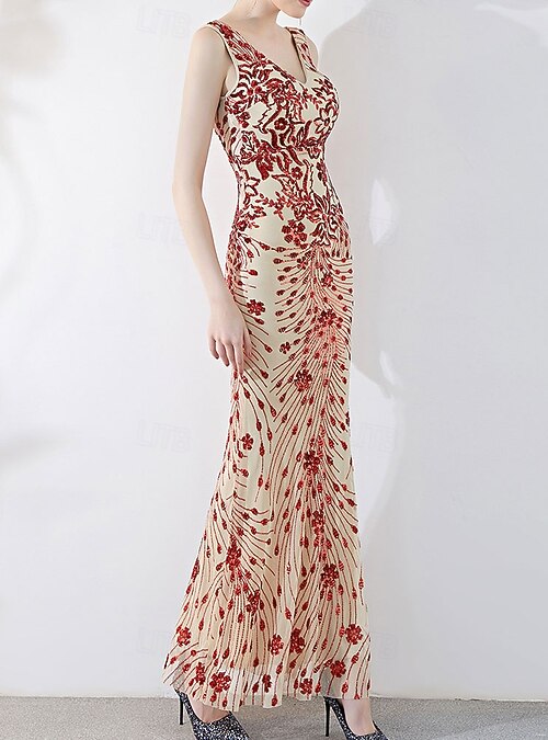 chinese dress ladies Glitter Sequin Mermaid Prom Dress - One Shoulder Pearl Evening Gown main image 1