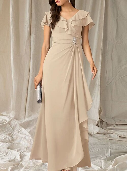 a line dresses for wedding guest Gorgeous A Line Spaghetti Straps Wedding Guest Dresses with Slit