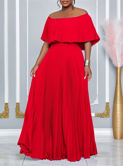 A-Line Quinceanera Dresses Elegant Dress Wedding Wedding Guest Floor Length  Short Sleeve Off Shoulder Backless with Pleats 2026 - $79.99