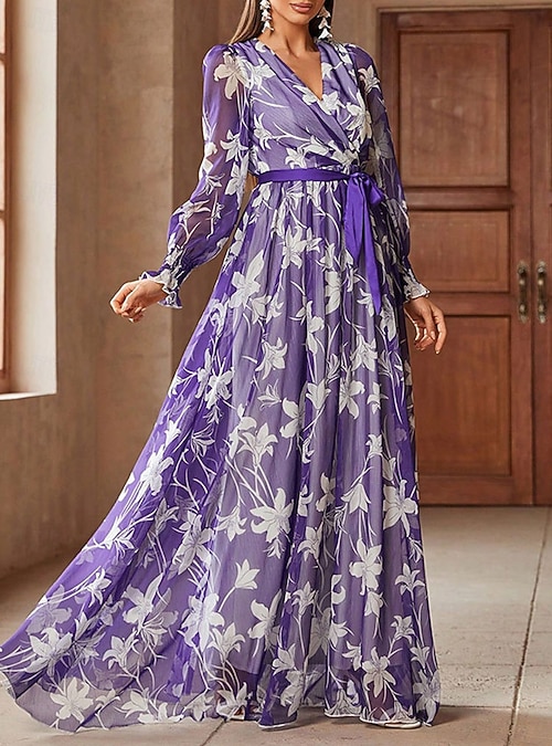 alex marie evening dresses A-line dress with long sleeves and collar neckline floor-length gown – John  Paul Ataker