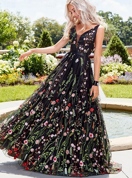 elegant dresses for kids A-line Princess V-neck Floral Prom Dresses Long 3D Appliqued Lace Formal Dresses APD3126