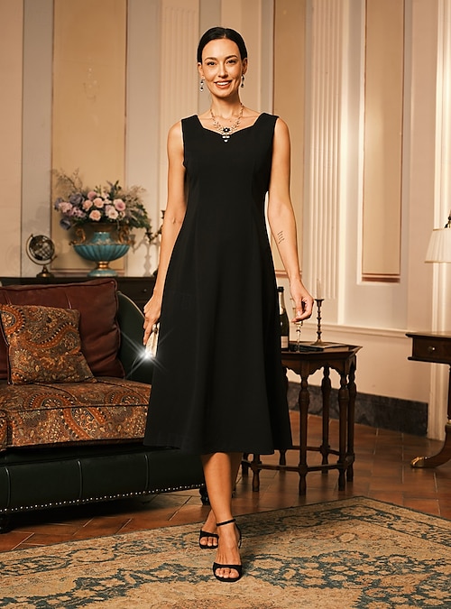 black elegant midi dress Lorena Cotton Midi Dress / Black | MESHKI