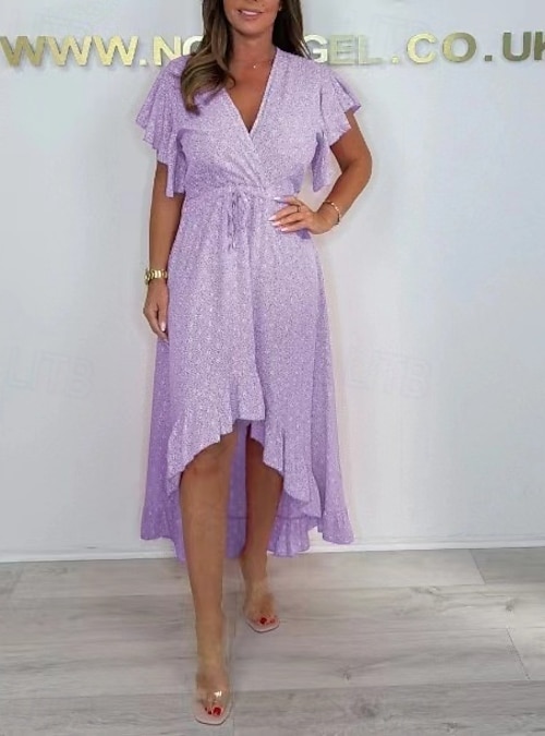 white christmas dresses Ellie Dusty Purple Floral Midi Dress