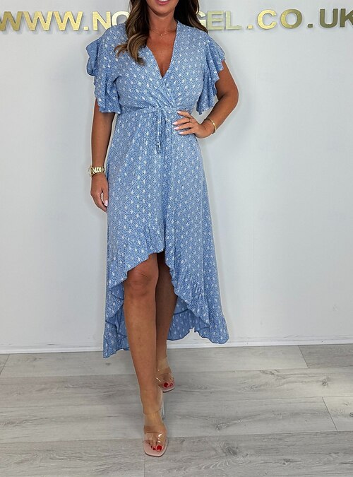 Women's Midi Dress Casual Dress Casual Loose Fit Print Short Sleeve V Neck Light  Green Pink Sky Blue Light Purple Summer 2026 - $31.99