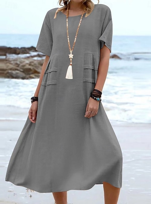 denim smock dress Denim Smocked Accent Dress by Carole Christian L / Light Denim main image 1