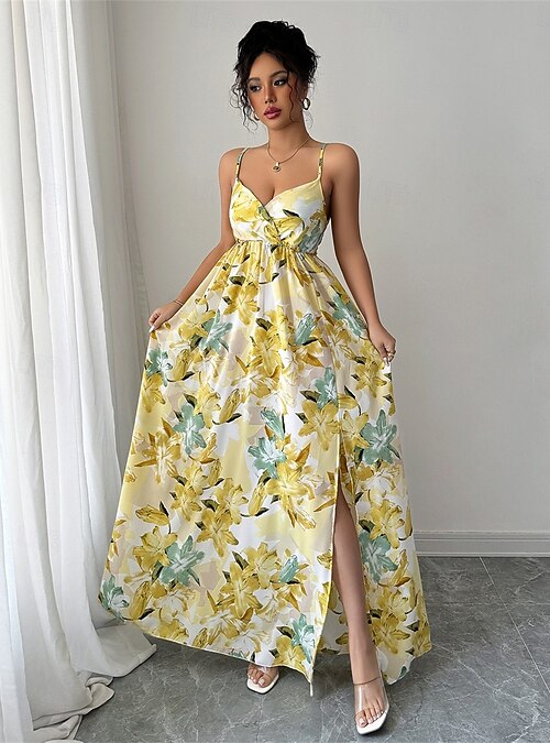 A-Line Quinceanera Dresses Elegant Dress Formal Wedding Floor Length Sleeveless V Neck Polyester Backless with Floral Print Wedding Guest Dress 2026 - $125.99 A-Line Quinceanera Dresses Elegant Dress Formal Wedding Floor Length Sleeveless V Neck Polyester Backless with Floral Print Wedding Guest Dress 2026 - $125.99