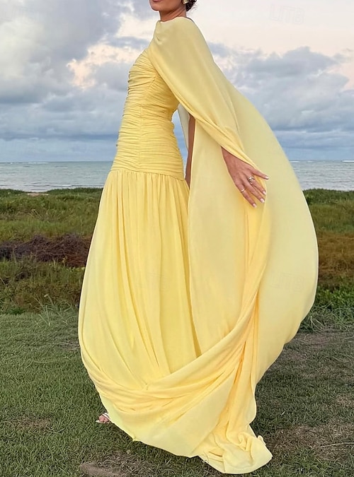 green emerald velvet dress Long Cape Dress for Women, Elegant Evening Maxi Dress with Flowing Cap –  Meravia main image 0