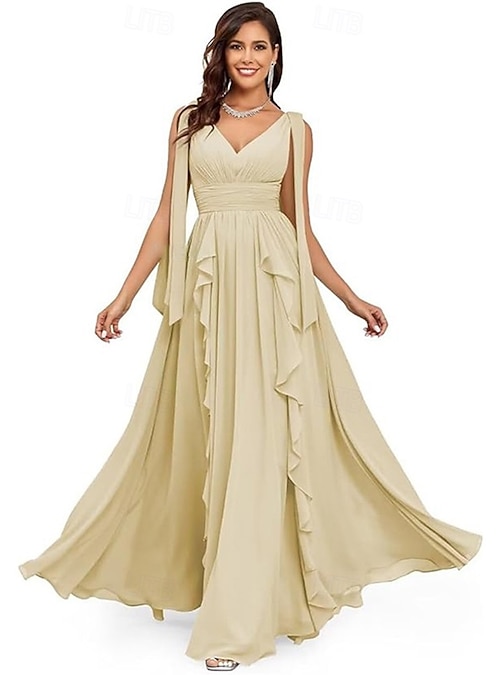 chiffon quinceanera dresses A-Line Quinceanera Dresses Elegant Dress Performance Christmas Floor Length  Sleeveless V Neck Chiffon Backless with Pleats 2026