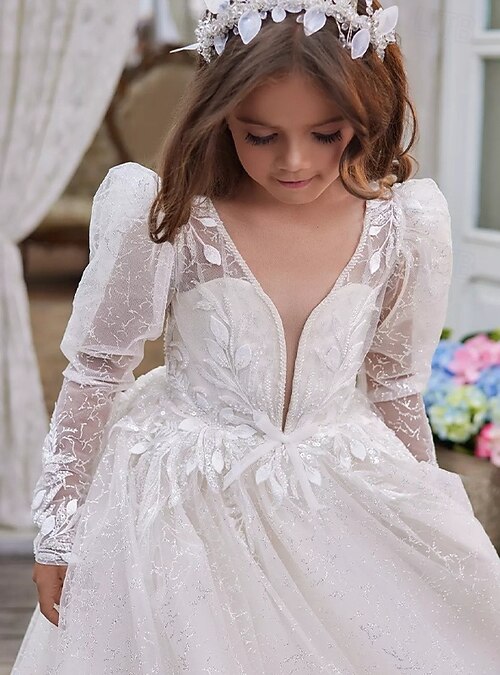 Ball Gown Sweep / Brush Train Flower Girl Dress First Communion Frozen Elsa  Girls Cute Prom Dress Tulle with Ruched Royal Style Boho Fit 3-16 Years  2026 - $120.99