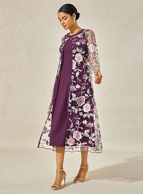 green emerald velvet dress Chiffon Midi Wedding Guest Dress with Long Sleeve and Waist Chain main image 0
