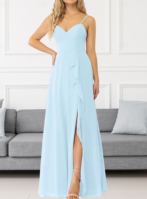navy blue dress for baby girl A-Line/Princess V-Neck Half Sleeves Chiffon Ruffles Plus Size Bridesmaid  Dress main image 1