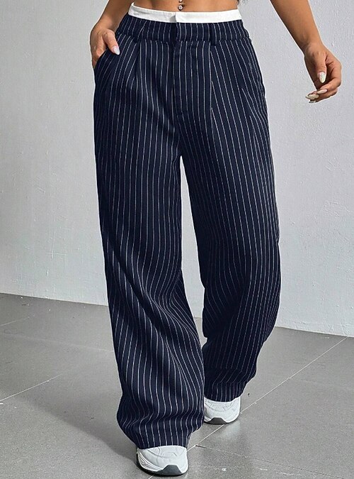 Women's Wide Leg Slacks Pants Trousers Casual Full Length Natural