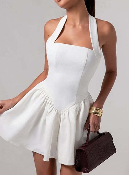 open lace back dress White Off Shoulder Bridesmaid Dresses Simple Tea-Length Wedding Party –  cherishgirls