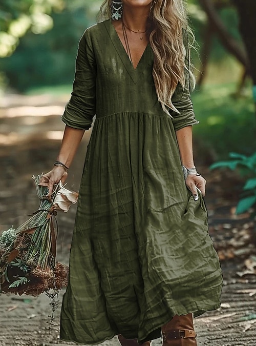 Women's Long Dress Maxi Dress Cotton Linen Dresses Casual Dress