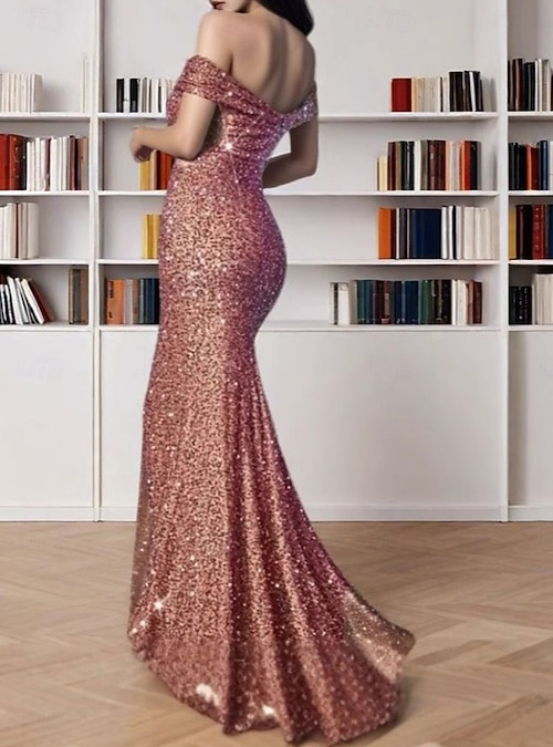 chinese dress ladies Cinderella Divine J856's V-Neck Peplum Gown with Fitted Glitter Print–  sheerdreamz