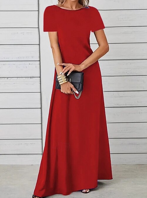 Women's Long Dress Maxi Dress Casual Dress Swing Dress Fashion Outdoor Party Holiday Regular Fit Plain Short Sleeve Crew Neck Blue Black Red Summer 2026 - $24.99 Women's Long Dress Maxi Dress Casual Dress Swing Dress Fashion Outdoor Party Holiday Regular Fit Plain Short Sleeve Crew Neck Blue Black Red Summer 2026 - $24.99