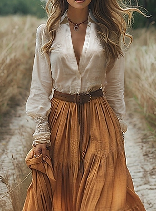 Per donna Abito Lungo Maxi Abito Vestito Casual Vestito a ruota