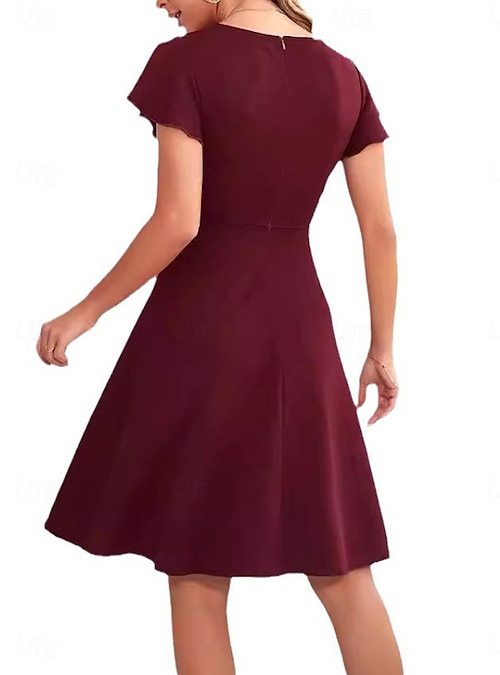 Women's Mini Dress Cocktail Dress Wedding Guest Dress Chiffon Dress Fit And Flare Dress Elegant Party Stylish Regular Fit Plain Short Sleeve Crew Neck Black Pink Wine Summer 2026 - $29.99 Women's Mini Dress Cocktail Dress Wedding Guest Dress Chiffon Dress Fit And Flare Dress Elegant Party Stylish Regular Fit Plain Short Sleeve Crew Neck Black Pink Wine Summer 2026 - $29.99
