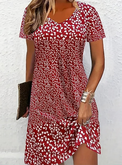 Women's Mini Dress Shift Dress Sundress Casual Dress T Shirt Dress Tee Dress Vacation Casual Boho Beach Party Form Fit Floral Graphic Short Sleeve Crew Neck Black Red Gray Summer Spring 2026 - Women's Mini Dress Shift Dress Sundress Casual Dress T Shirt Dress Tee Dress Vacation Casual Boho Beach Party Form Fit Floral Graphic Short Sleeve Crew Neck Black Red Gray Summer Spring 2026 -