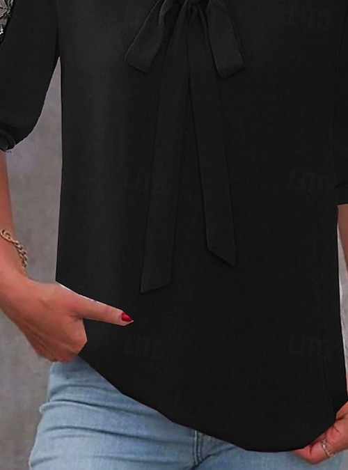 Women's Shirt Blouse Plain Modern Half Sleeve V Neck Regular Tops