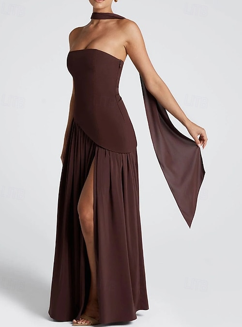 Women's Long Dress Maxi Dress White Dress Graduation Dress Party Dress  Fashion Party Evening Party Going out Regular Fit Plain Sleeveless  Strapless White Yellow Wine Navy Blue Summer 2026 - $39.99