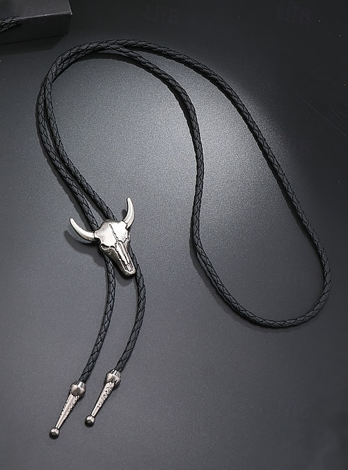 Cravates Bolo Western En Cuir - Lot De 2 Avec Pendentifs Crâne De Vache Et étoile Texas - 2