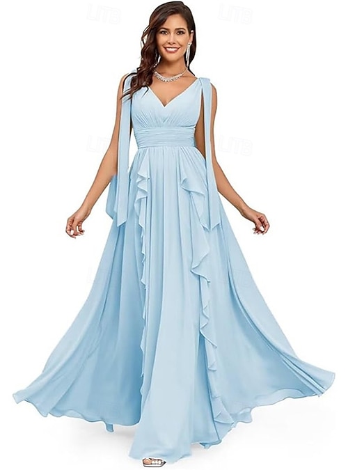 white christmas dresses A line Chiffon Prom Dresses,Long evening Dress,formal Dress fg3712 –  formalgowns main image 1