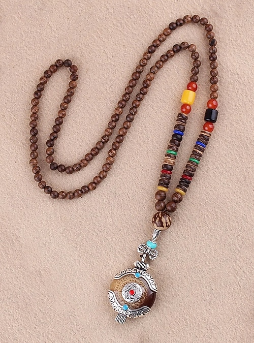 Collier En Perles De Bois Avec Girafes, Style Primitif Tribal Vintage - Montres & Bijoux
