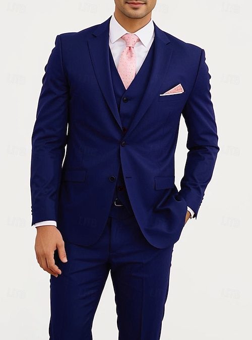 Men's Business Wedding Suits Notch Lapel Burgundy Navy Blue Fashion Formal  Spring, Fall, Winter, Summer Solid Colored Standard Fit 3 Piece Single  Breasted Two-buttons 2026 - CHF97