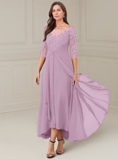 lavender mother of the bride dresses Lilac Jacquard Detachable Overskirt Mother of Bride Dress