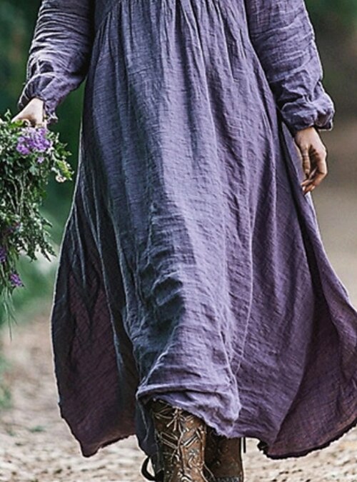 Women's Midi Dress Boho Dress Western Dress Vintage Fashion Classic Vacation Holiday Going out Regular Fit Plain Long Sleeve V Neck Purple Summer 2026 - $36.99 Women's Midi Dress Boho Dress Western Dress Vintage Fashion Classic Vacation Holiday Going out Regular Fit Plain Long Sleeve V Neck Purple Summer 2026 - $36.99