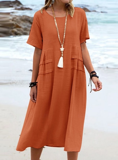 cotton blend casual dresses Shift Dress Casual Cotton Blend Dresses |