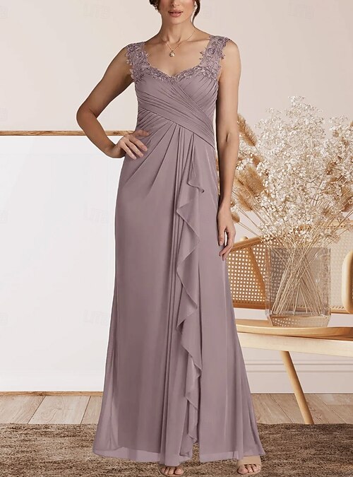 Chiffon Vestiti Lunghi Con Spacco Davanti Abito A-Line Per La