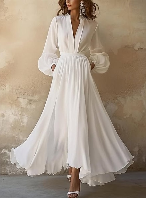 maxi white dress summer with Contrast Trim Simple Yellow Sheath Side Cold hand wash only group:K1488 Size:3XL (US 22-24)
