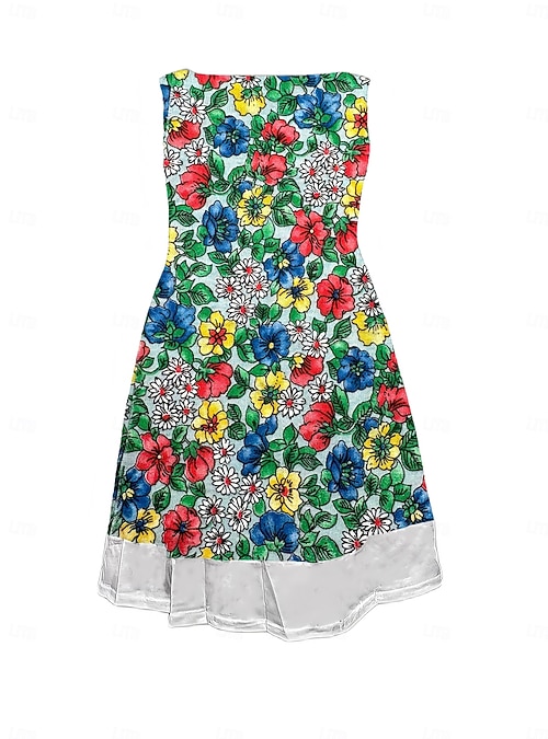 Women s Midi Dress Tank Dress Fashion Classic Daily Outdoor Weekend Regular Fit Floral Graphic Sleeveless Crew Neck Colorful Summer Spring Fall