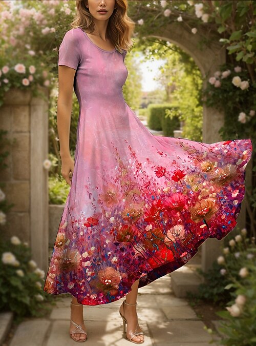 Women's Maxi Dress Knit Dress Casual Dress A Line Dress Summer Dress Elegant Vacation Casual Regular Fit Ombre Floral Graphic Short Sleeve Square Neck Yellow Red Blue Purple Summer 2026 - $40.99 Women's Maxi Dress Knit Dress Casual Dress A Line Dress Summer Dress Elegant Vacation Casual Regular Fit Ombre Floral Graphic Short Sleeve Square Neck Yellow Red Blue Purple Summer 2026 - $40.99